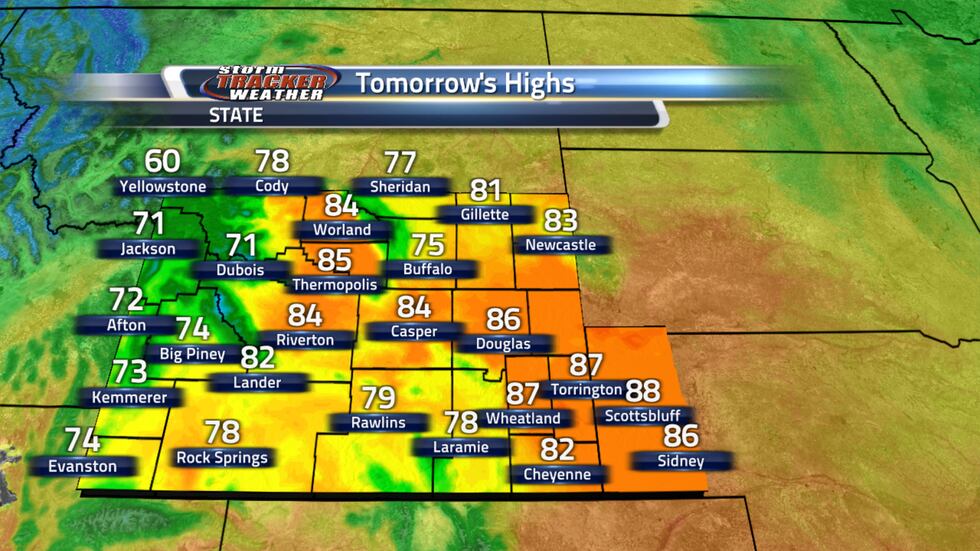 Tomorrow's highs are going to be warmer than today's with mostly 80s