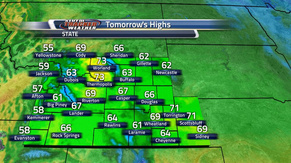 Tomorrow's highs are going to be much warmer as we get into the 60s and even 70s around the area