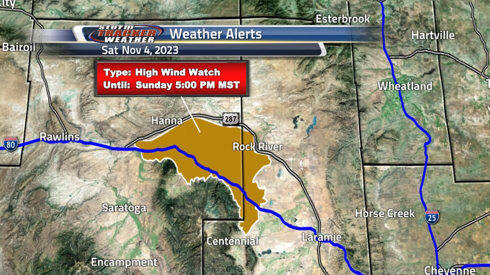 High Wind Watch for the North Snowy Range Foothills of Wyoming