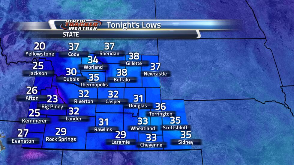 Tonight's lows are going to be a bit chilly around the area as we get near freezing