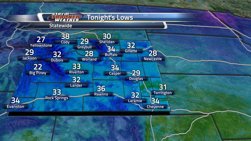 Low temperatures will be into the 20s and 30s across the area.