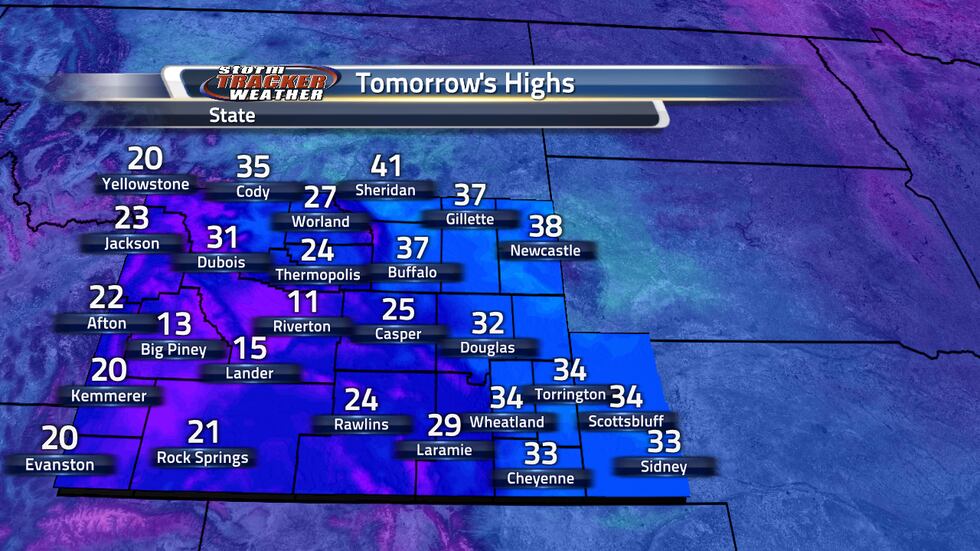 Tomorrow's highs will be chilly and below freezing for a lot of places around the area