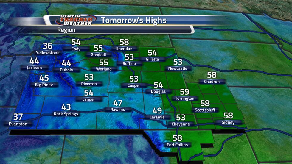Temperatures will range into the 30s to the 50s across the area.