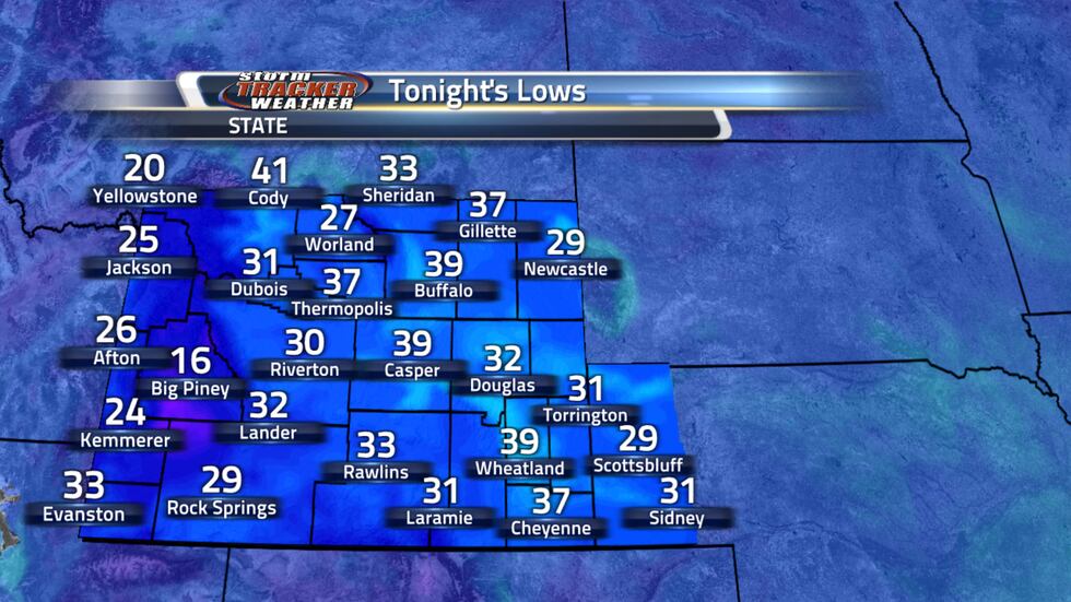 Tonight's lows are going to drop to the mid to upper 30s for most areas with the western edge...
