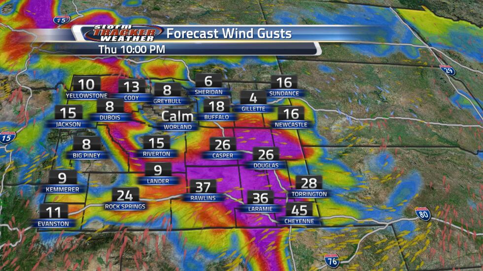 Strongest wind gusts will be Thursday Evening and into Thursday Night