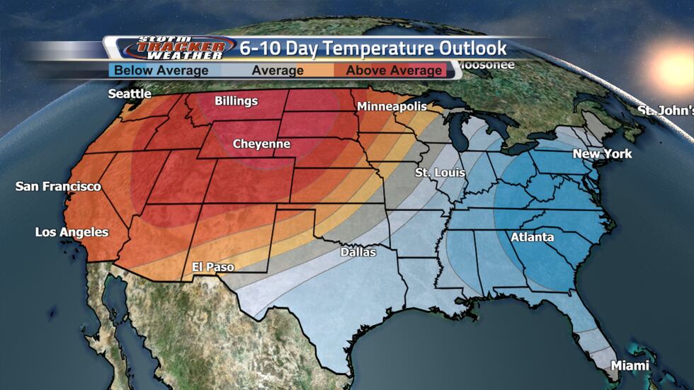 With our long range temperature outlook, we'll see above average temperatures for most of the...