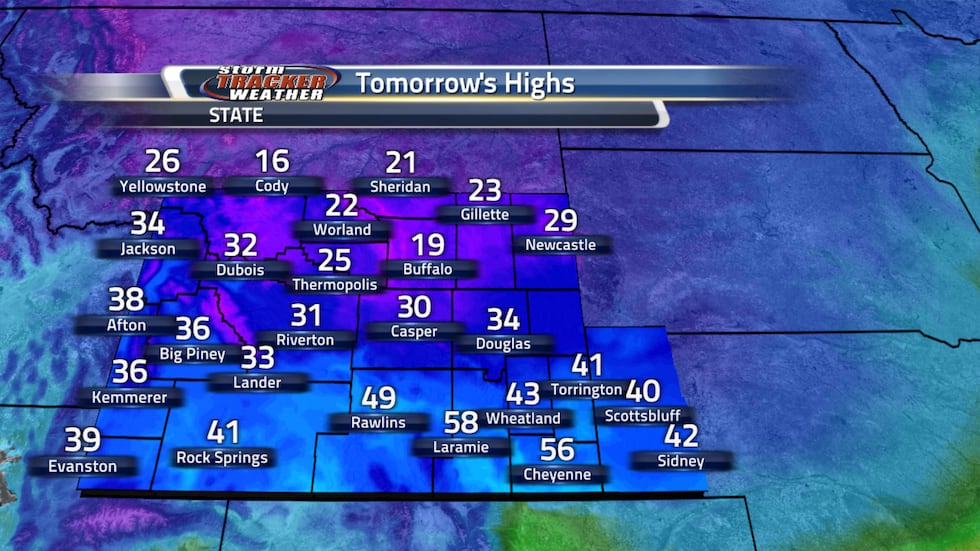 Tomorrow's highs are going to be varied depending on where you are in the state and range from...