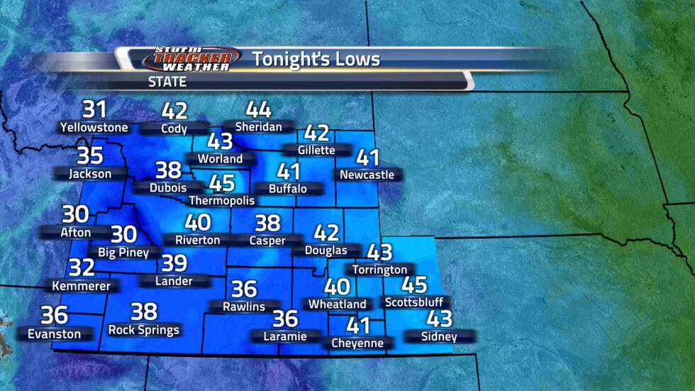 Tonight's lows are going to be pretty cold with 40s and 30s statewide