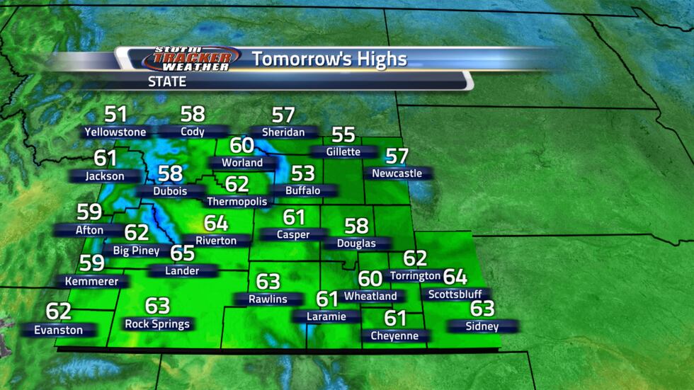 Tomorrow will be another cool day with mainly 60s through the area