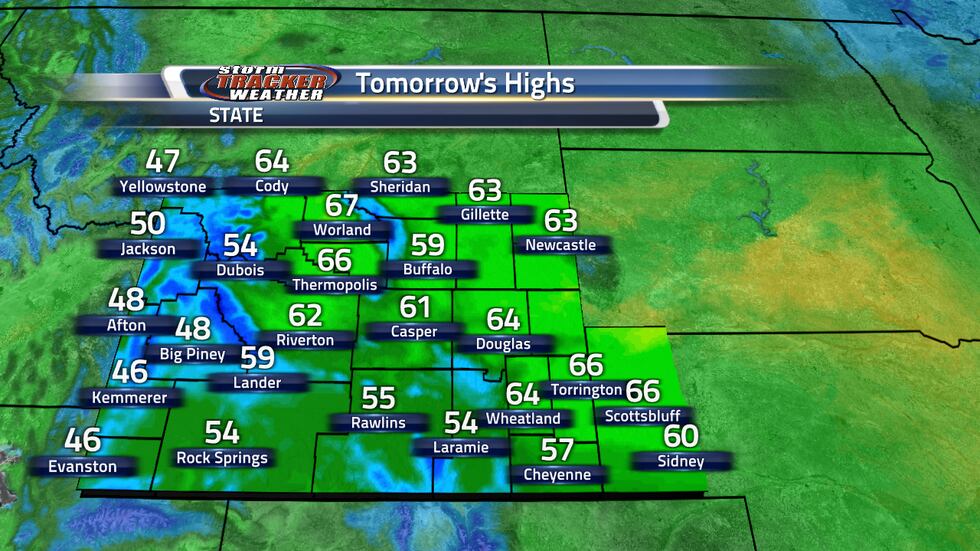 Tomorrow's highs are much warmer than today's as we get back into the 60s