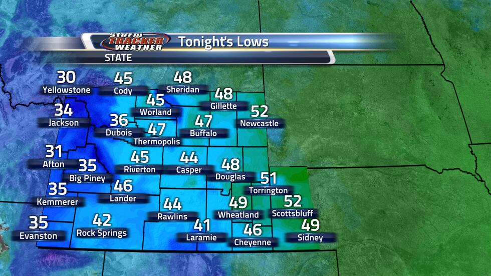 Tonight's lows are going to be chilly as we'll be down in the 40s for most of the state