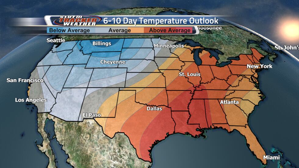 For our 6-10 day temperature outlook, below average temperatures are on the way.