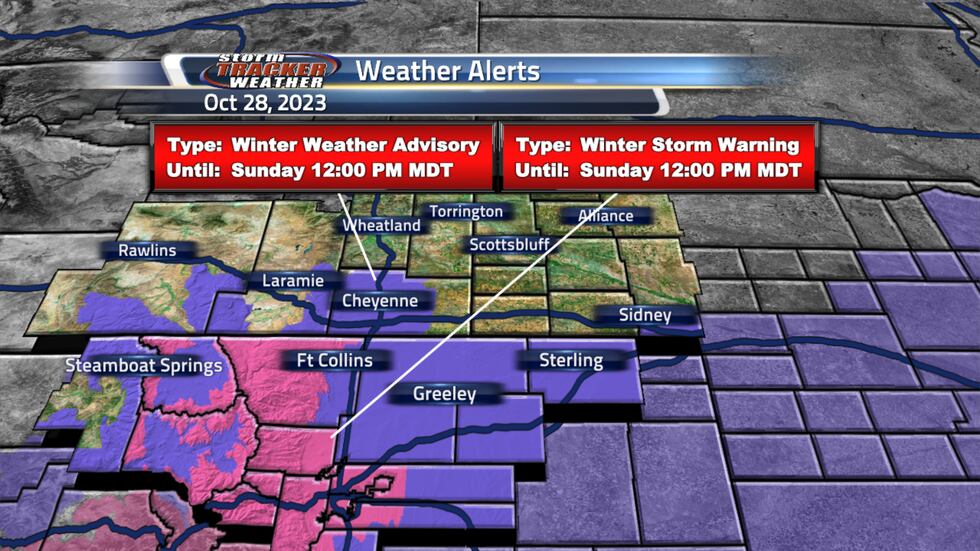 Winter Weather Advisory and Winter Storm Warning continues until 12 PM Sunday.