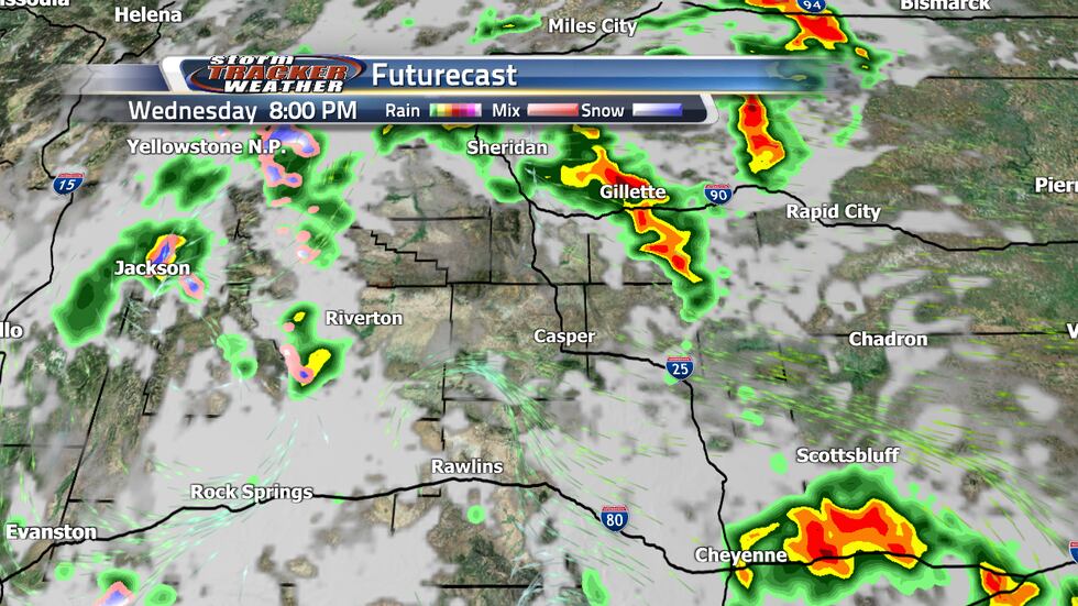 Strong storms will be in the Cheyenne area and to the east Wednesday evening