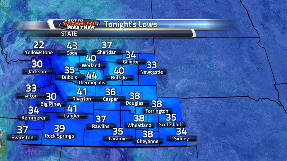 Tonight's Lows are going to be a bit chilly around the area with mid to upper 30s and a few 40s