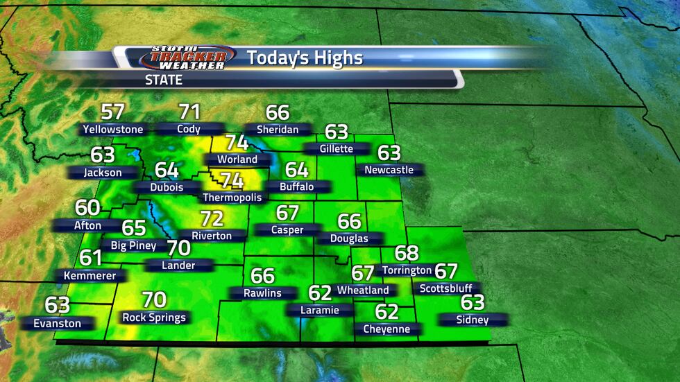 Tomorrow's highs are going to be into the 60s and 70s across the area