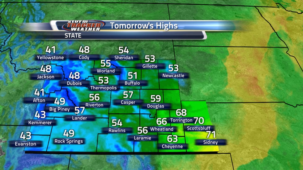 Tomorrow's highs will be much cooler than today's highs