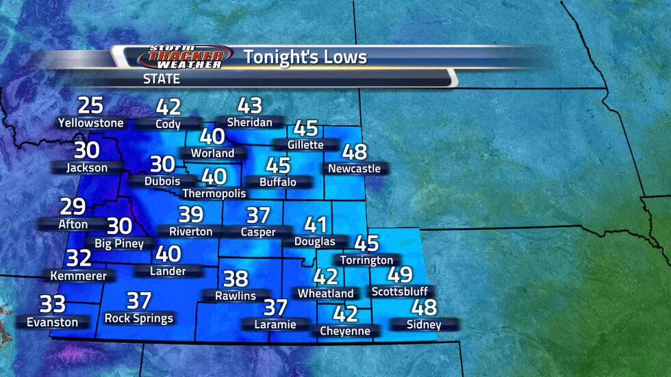 Tonight's lows are going to be in the 30s and 40s