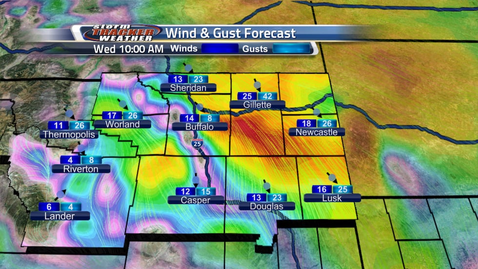 Wind gusts could reach 30 to 40 mph during the morning hours.
