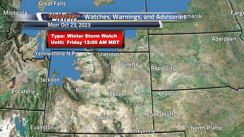 We have a winter storm watch in the northwest corner of Wyoming mainly through Yellowstone and...
