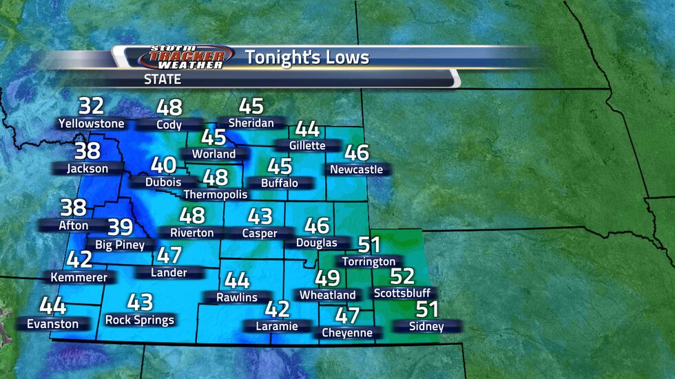Tonight's lows are going to be in the mid 40s to lower 50s