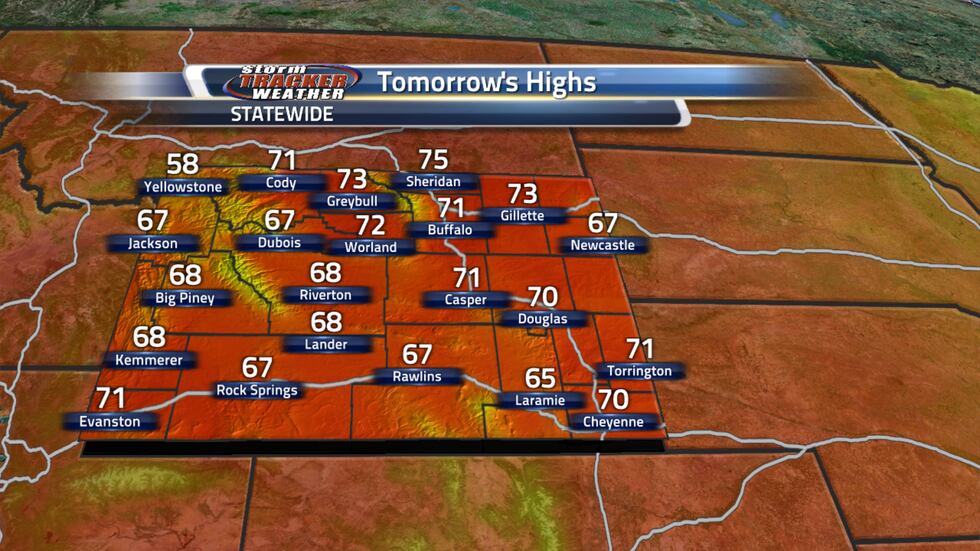 High temperatures will range from the 60s to the middle 70s across the state.