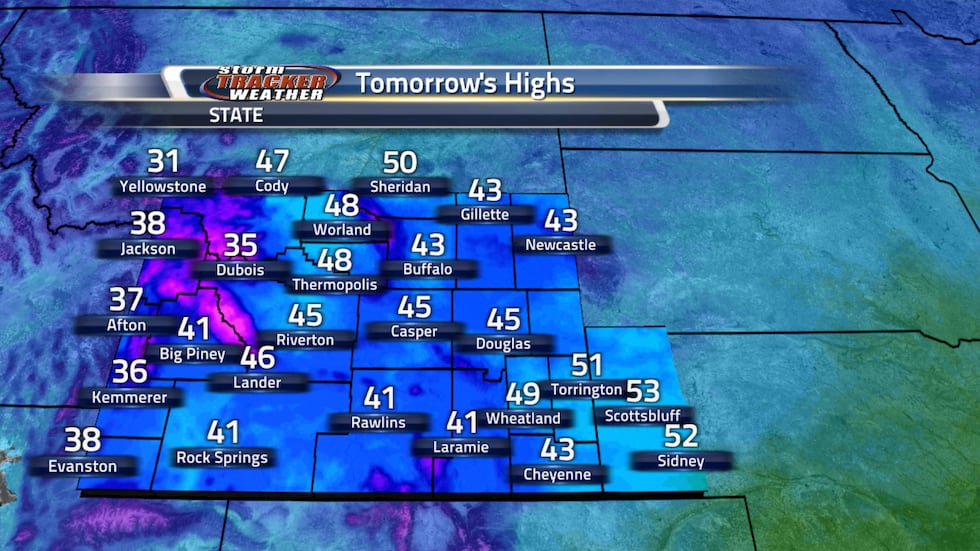 Tomorrow will be a colder day for us with a lot of 40s around the area. Temperatures tomorrow...