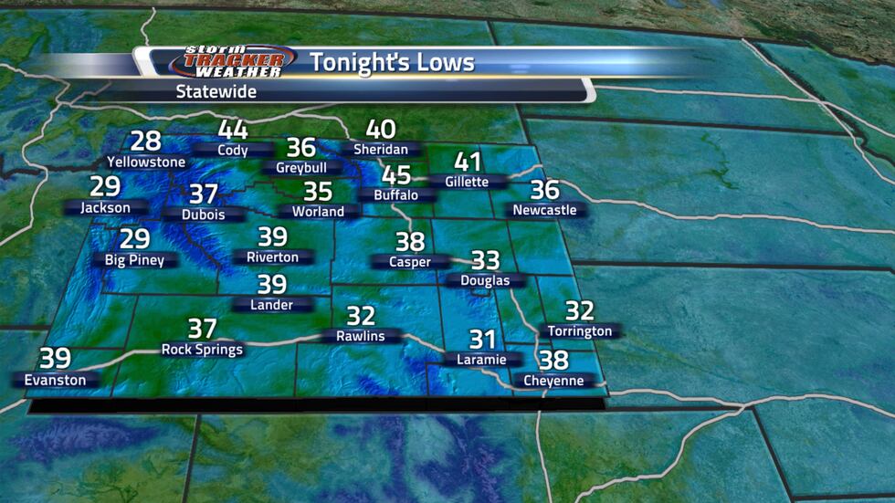 Temperatures will range from the upper 20s to the low 40s across the state.
