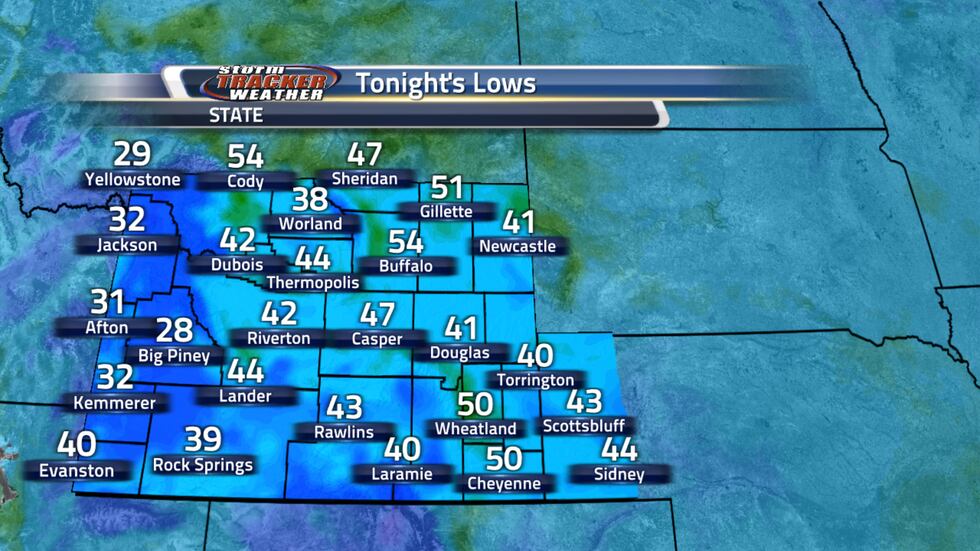 Lows tonight are going to be above average for us with 40s and 50s.
