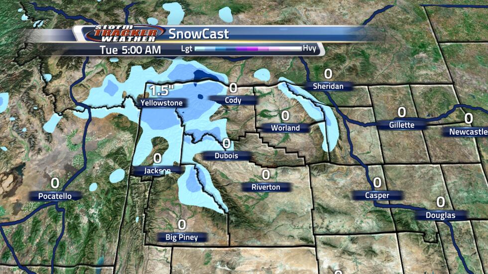 Snow accumulations in Northwest Wyoming will be light