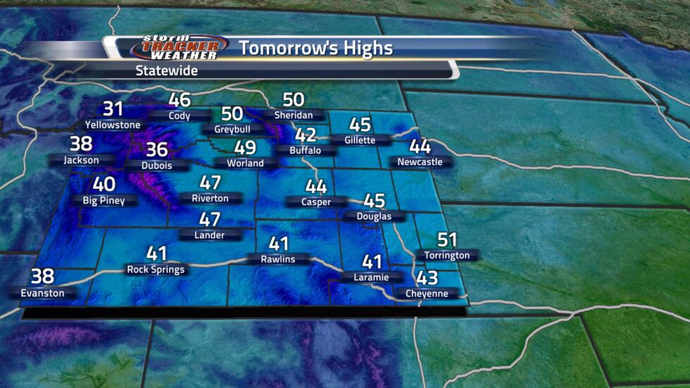 Temperatures will range from the 30s and 40s across the area.