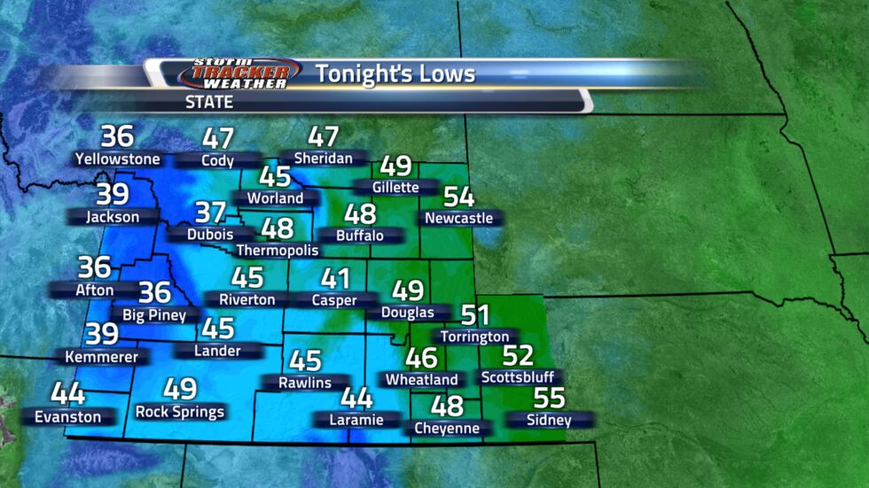 Tonight's lows are cool across the area with 40s and 50s