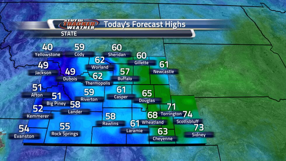 Today's highs are going to be in the 50s and 60s for most of us around the area.