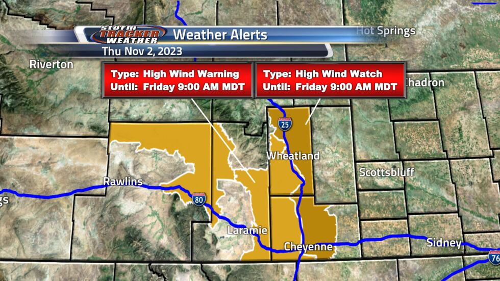 High Wind Watches and Warnings are in effect for portions of Southeast Wyoming until Friday...