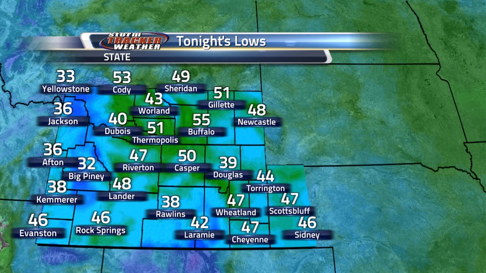 Tonight's lows are going to be cool with mainly 40s through the state