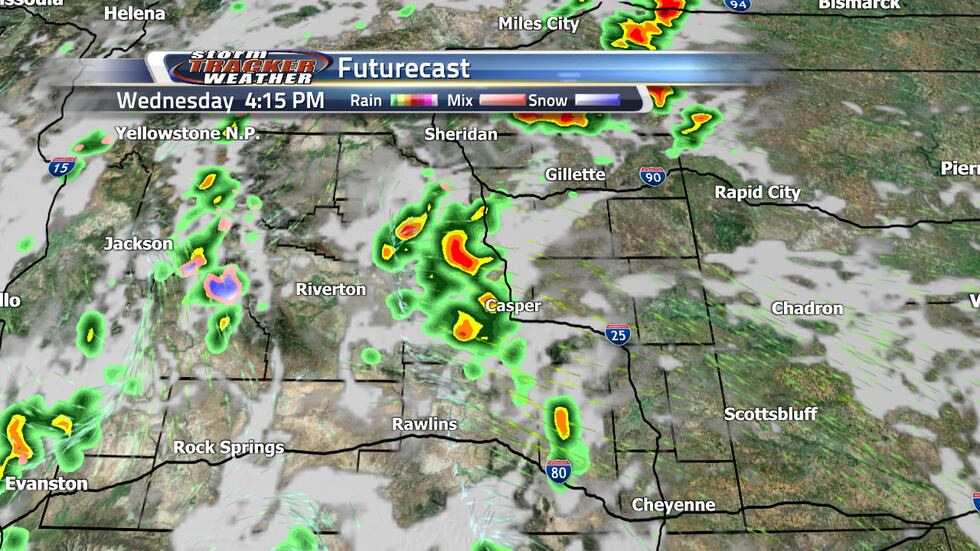 Storms will move into the Casper area earlier on Wednesday