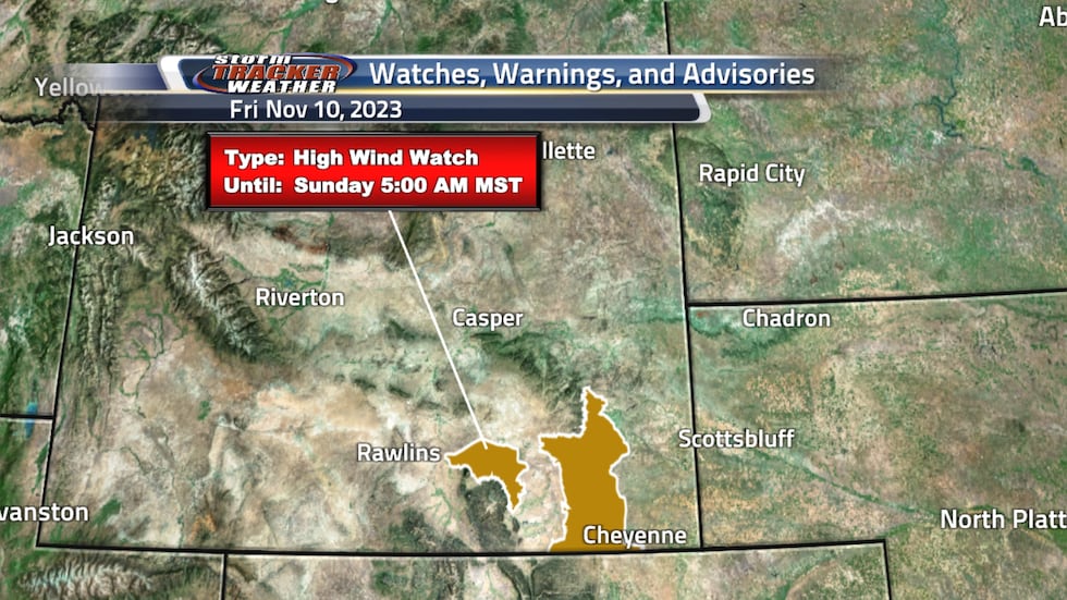 We have a High Wind Watch for the Arlington/Elk Mountain areas and the Laramie range tonight...
