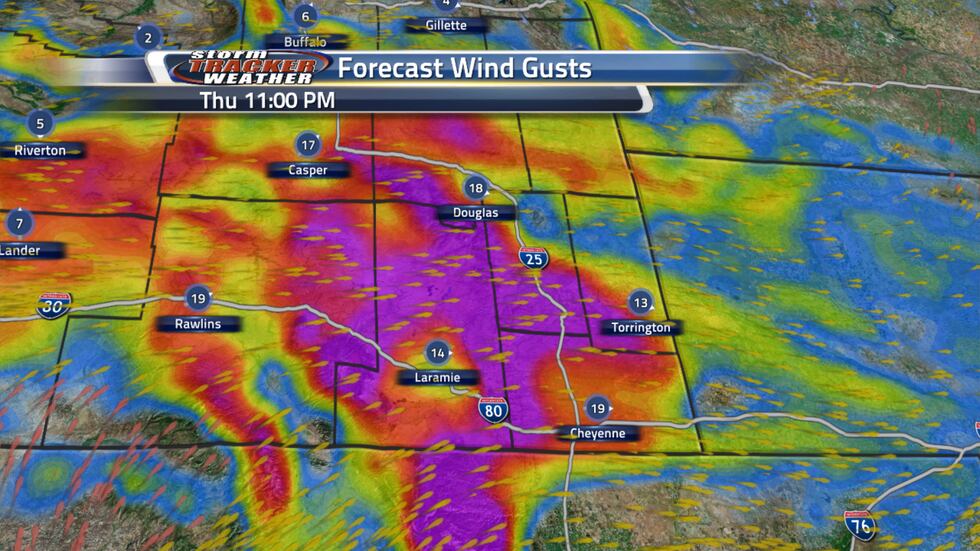High Winds in the Wind prone areas of southeast Wyoming