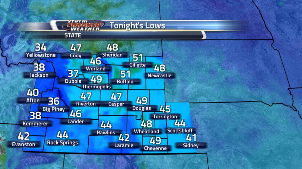 Tonight's lows are going to be in the mid to upper 40s for us tonight