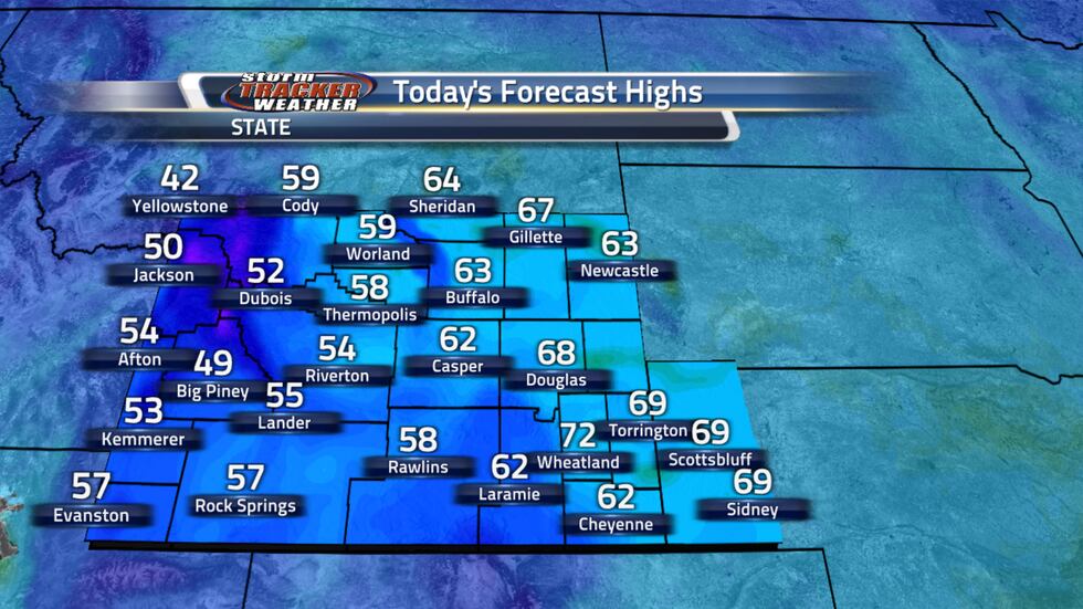 Highs today are going to be in the 60s for most of the state with a few 70s and cooler to the...