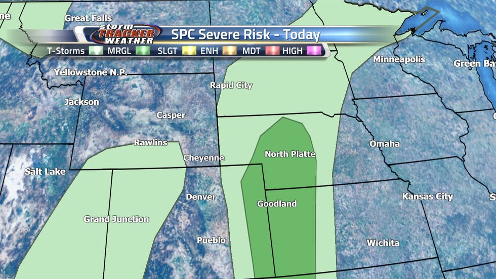 There is a slight risk of thunderstorms just to the east and west of Cheyenne so some rumbles...