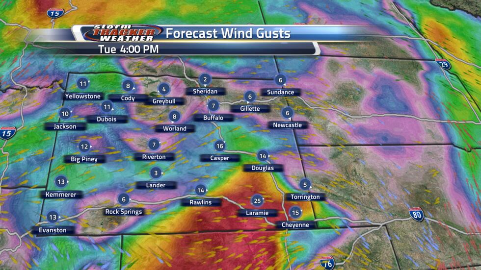 Gusts possible Tuesday afternoon for parts of southeast Wyoming