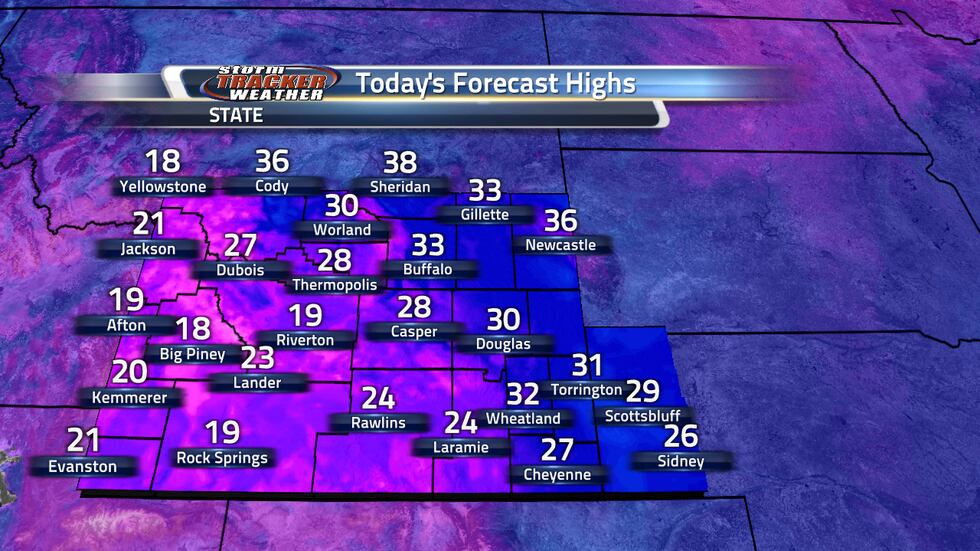 Today's highs are below freezing for most of the area