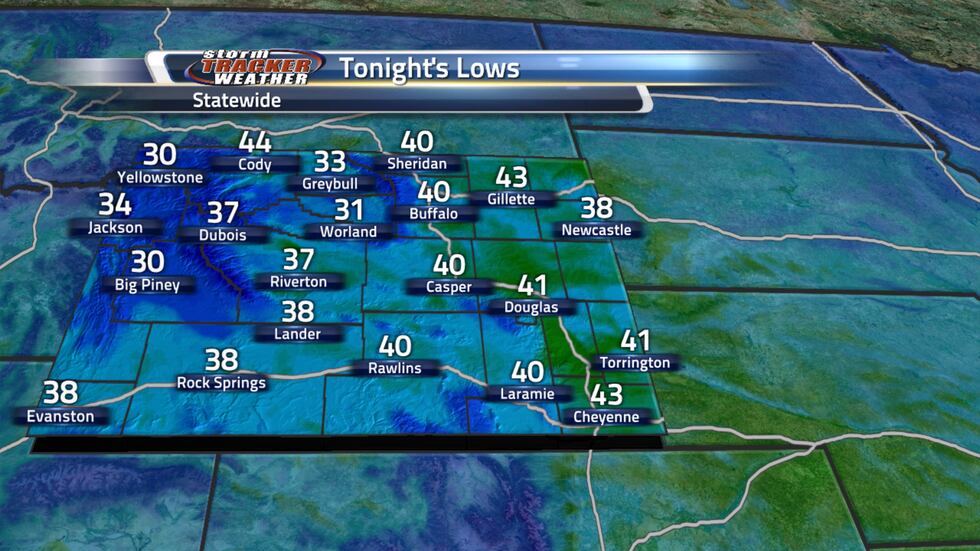 Low temperatures will range from the 30s and 40s across the area.