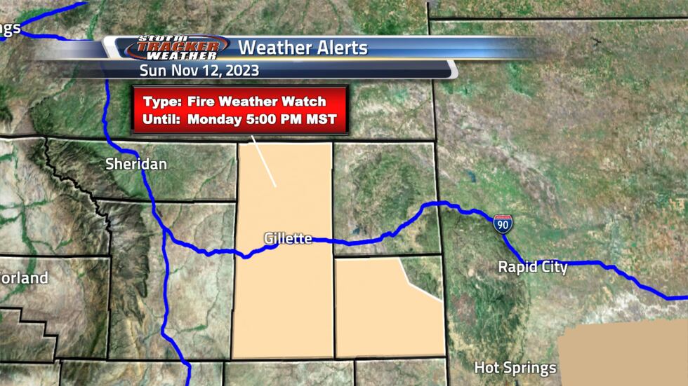 Fire Weather Watch for portions of Northeast Wyoming