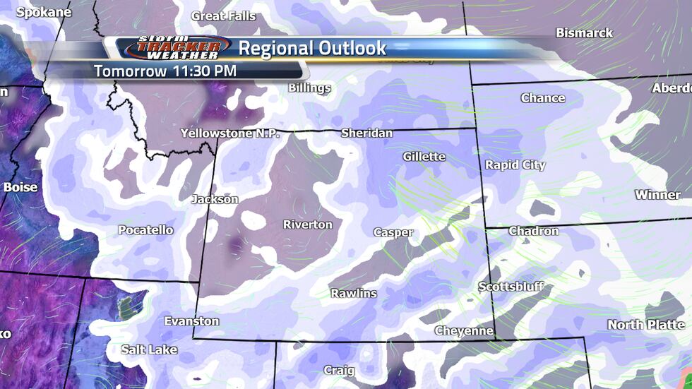 Scattered snow showers tomorrow night into tomorrow morning