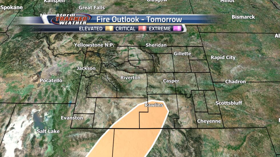 Elevated fire danger forecast for Friday in south central Wyoming.
