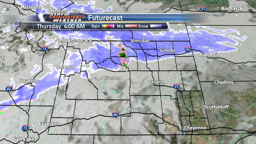 The snow moves into the area Thursday morning and moves in from the northwest. Northern areas...
