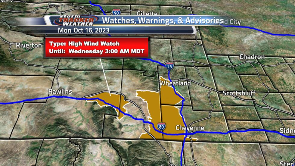 A High Wind Watch is in effect in the wind prone areas of Laramie, Albany, Carbon, and Platte...