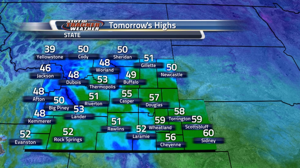 Tomorrow's highs are going to be mostly in the 50s for us around the state,